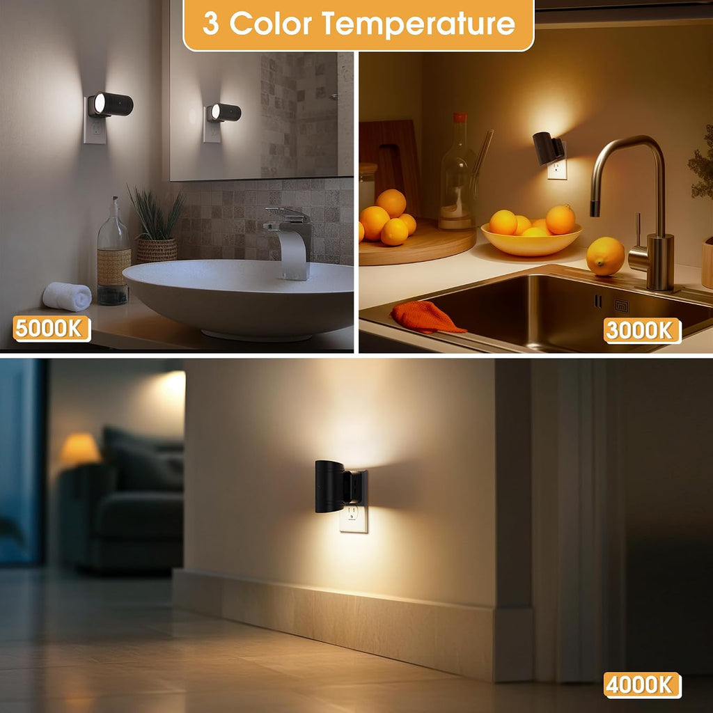 Briignite Night Lights Plug into Wall, 3CCT Modern LED Night Light Plug in, Dusk to Dawn Sensor, 3000KĀ0Kl·0K Change Nightlight, Dimmable…