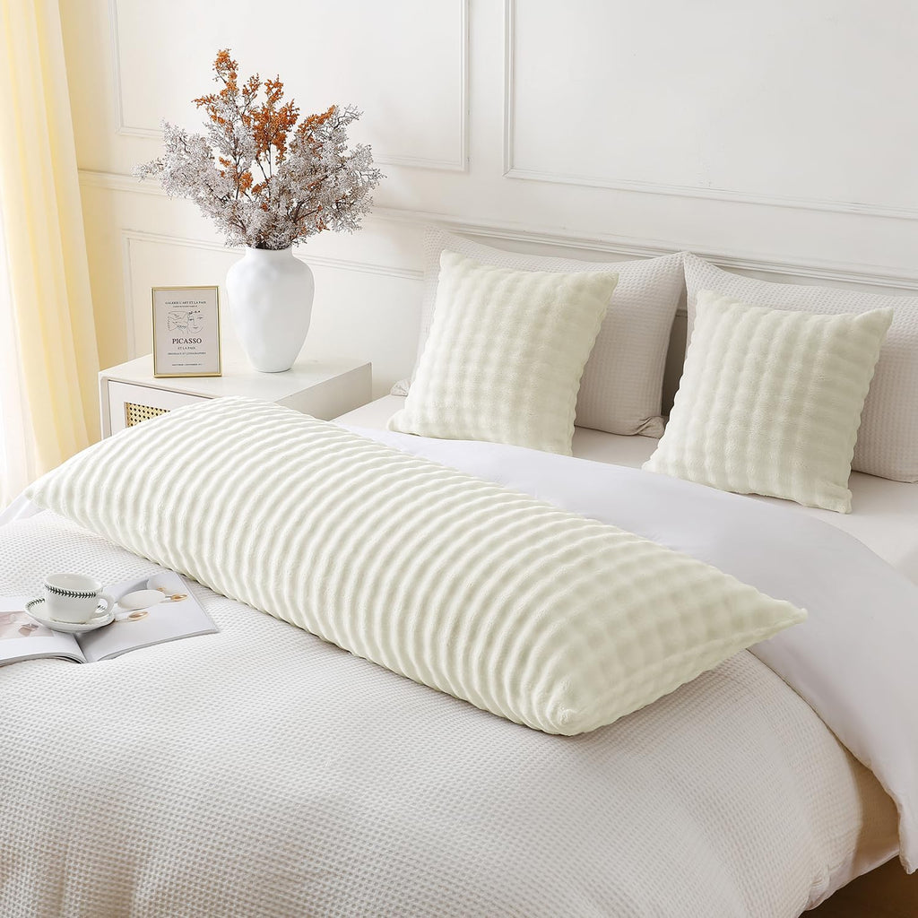 Sochow Decorative Throw Pillow Covers 18x18 Inches Set of 2, Soft Bubble Fleece Pillowcase Square Cushion Covers for Sofa Couch Bed, Cream…