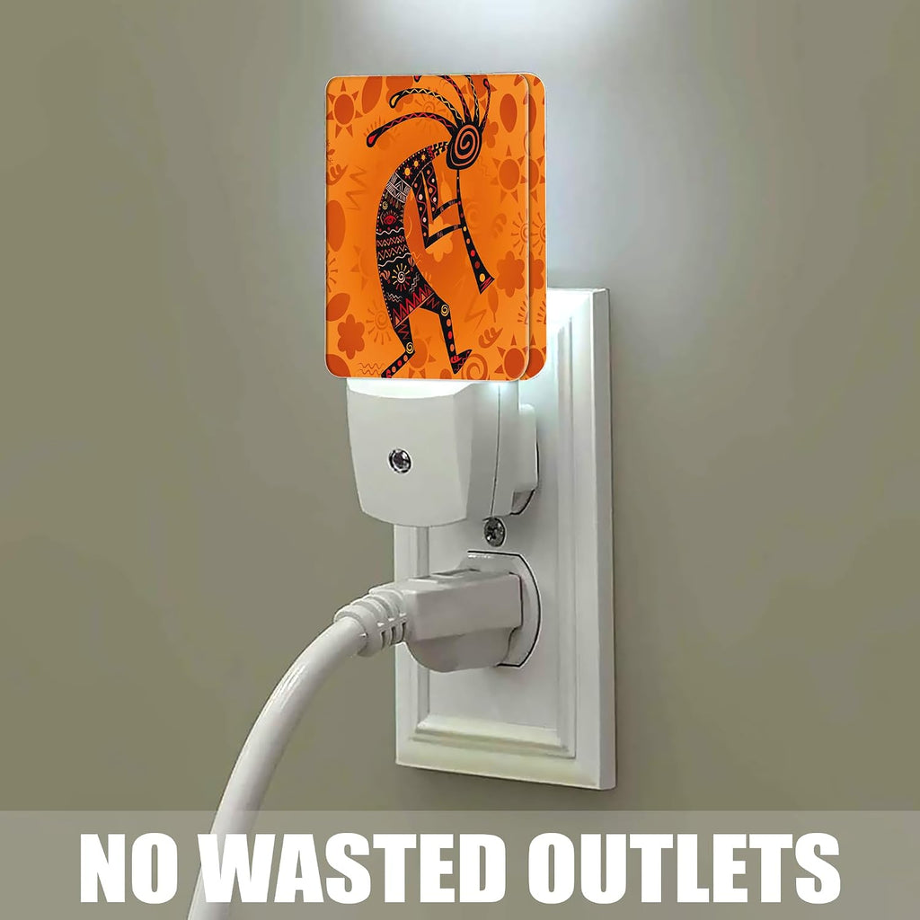 Ethnic African Deity Night Light, Kokopelli Plug into Wall with Dusk to Dawn Light Sensors, Warm Nightlights for Bedroom…