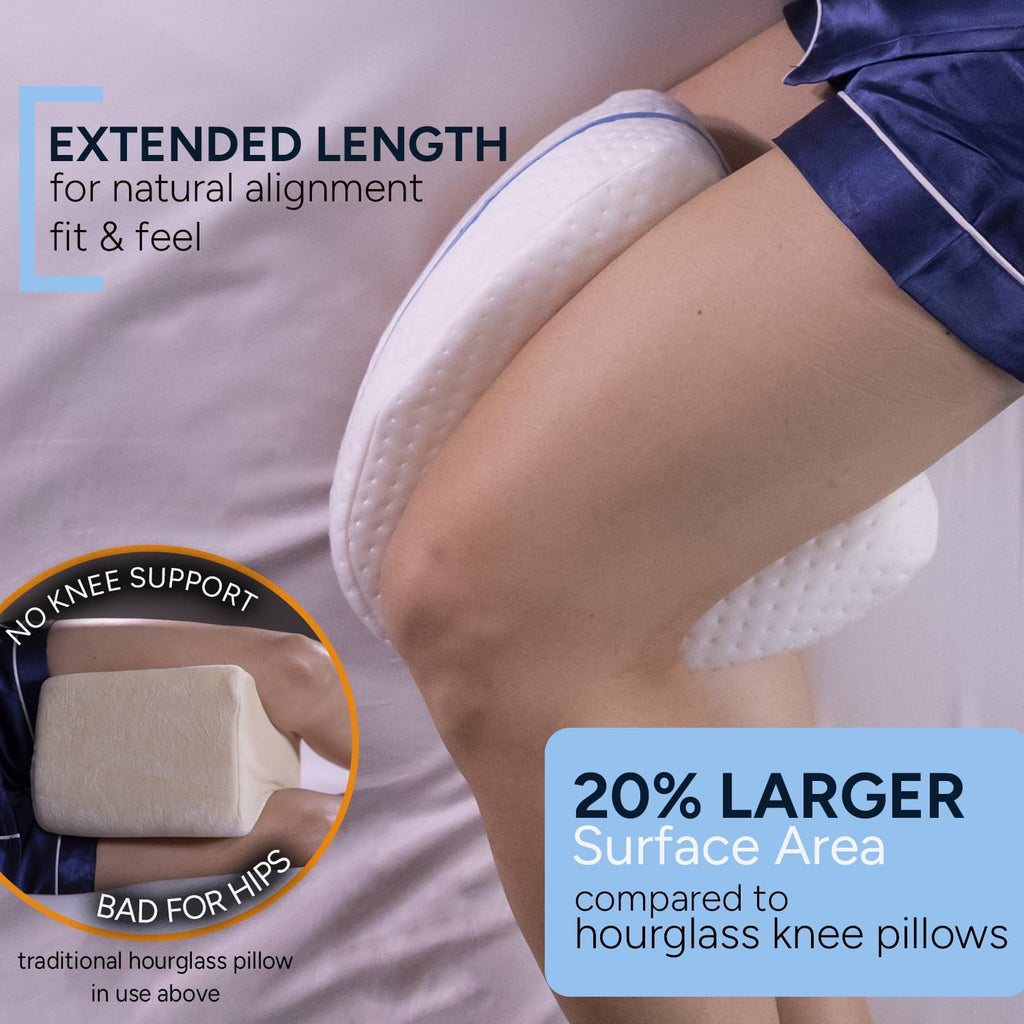 Contour Legacy Leg & Knee Foam Support Pillow for Side Sleepers Soothing Relief for Back, Hips, Knees, Joints, Nerves & Muscles 1 Pack glass