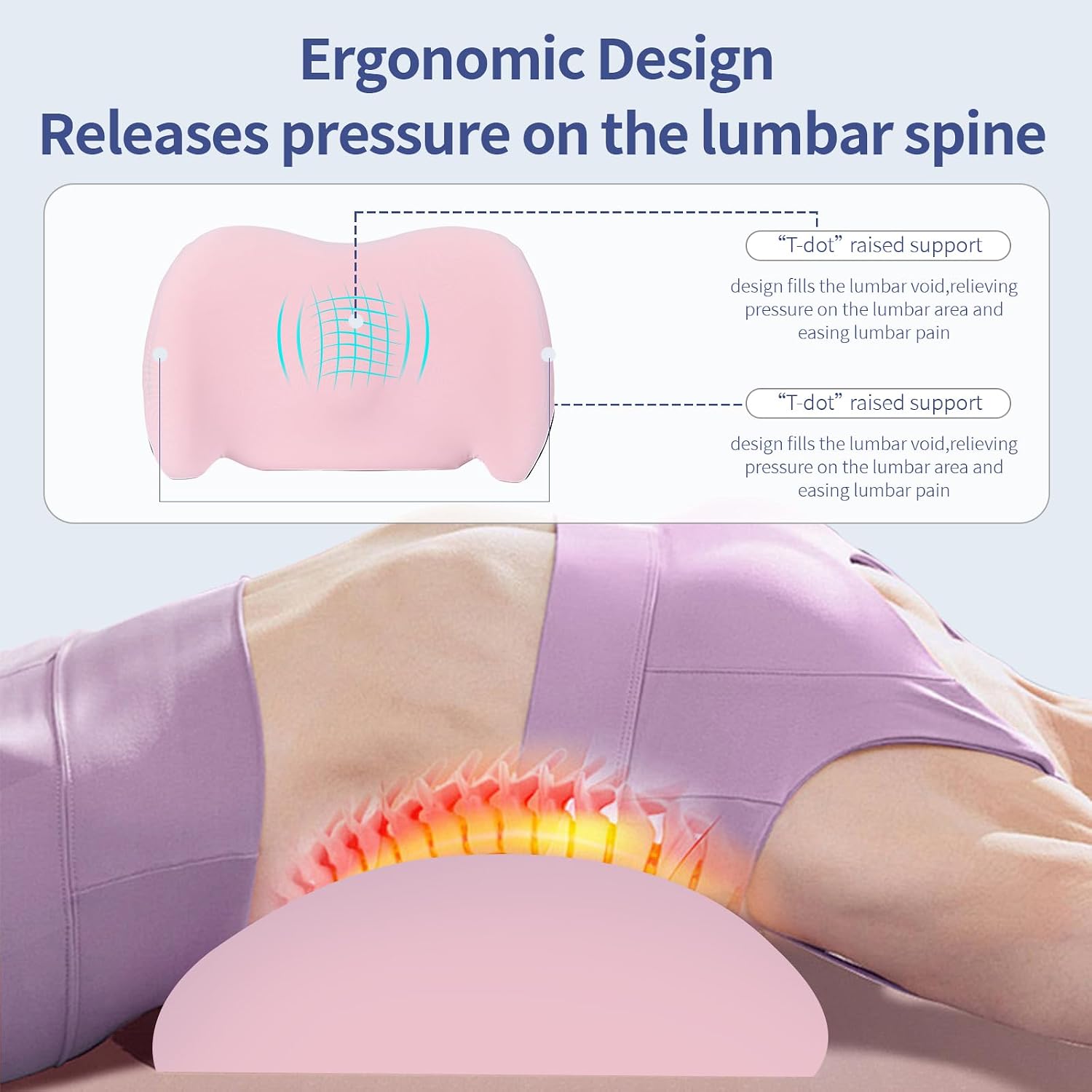 Bymecost Lumbar Support Pillow for Office Chair, Cooling Car Lumbar Pillow Lower Back, Memory Foam Back Cushion with Adjustable Straps, Ergo…