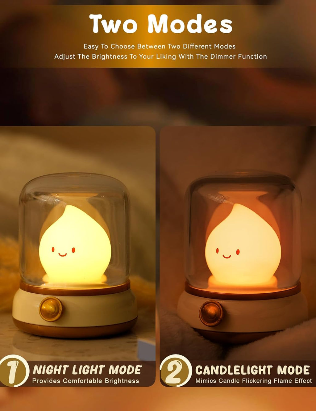 WANIDEA Flameless Candles Lamp, Led Candles, Cute Kerosene Lamp, Silicone Flame Amber Light, Adjustable Dimmable Rechargeable Night Light…