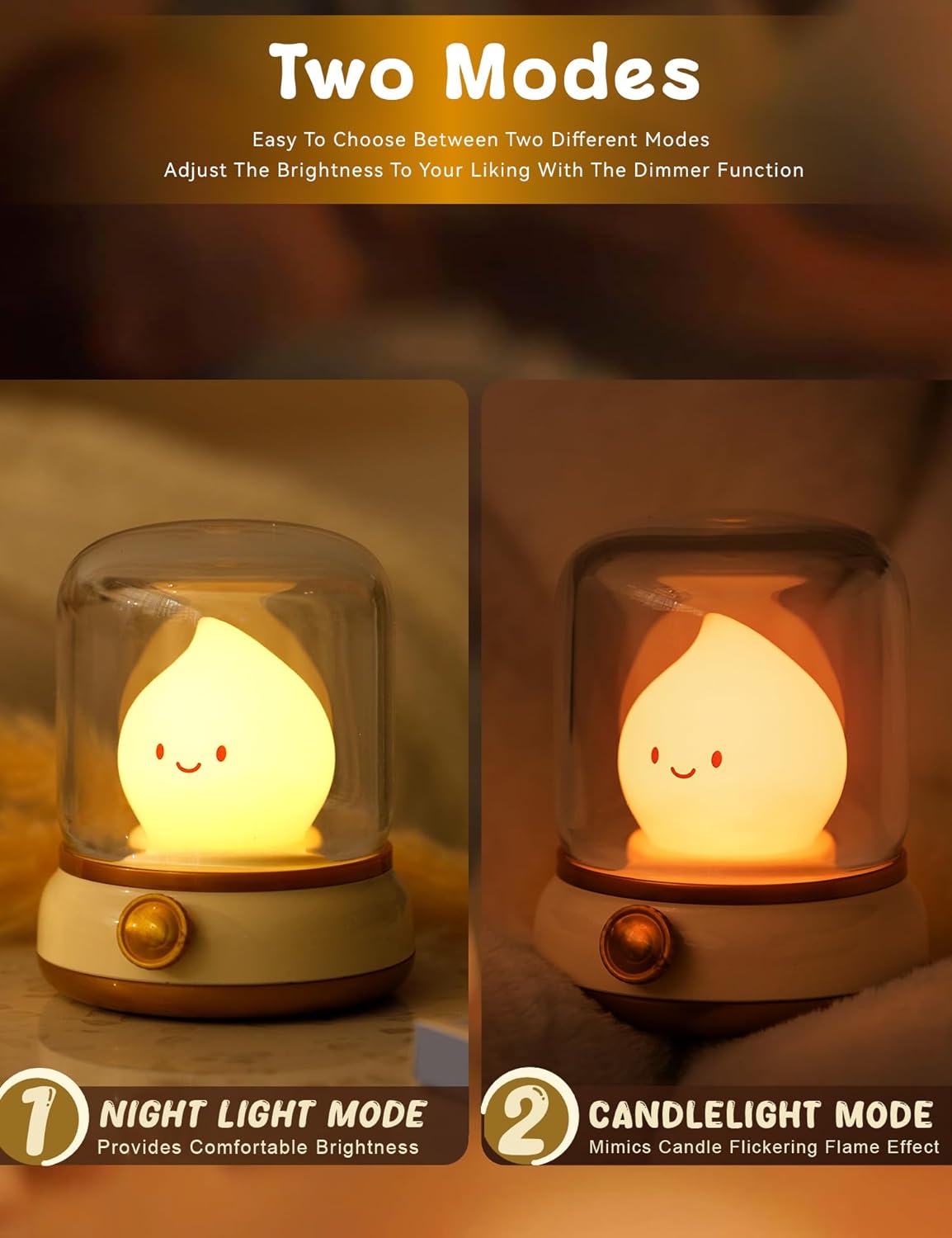 WANIDEA Flameless Candles Lamp, Led Candles, Cute Kerosene Lamp, Silicone Flame Amber Light, Adjustable Dimmable Rechargeable Night Light…