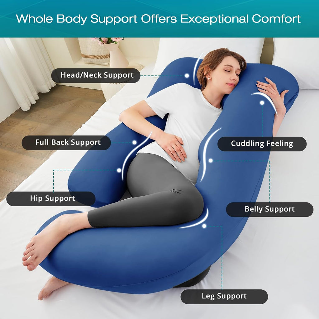 Sasttie Pregnancy Pillows for Sleeping, Jumbo U Shaped Cooling Full Body Pillow with Removable Cover, Pregnant Women Must Haves, Maternity…