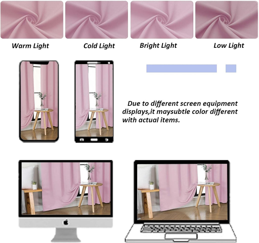 Simplebrand Ava Pink Blackout Curtains for Bedroom 84 Inch Length 2 Panels Set, Solid Thermal Insulated Privacy Nursery Window Treatment Cu…