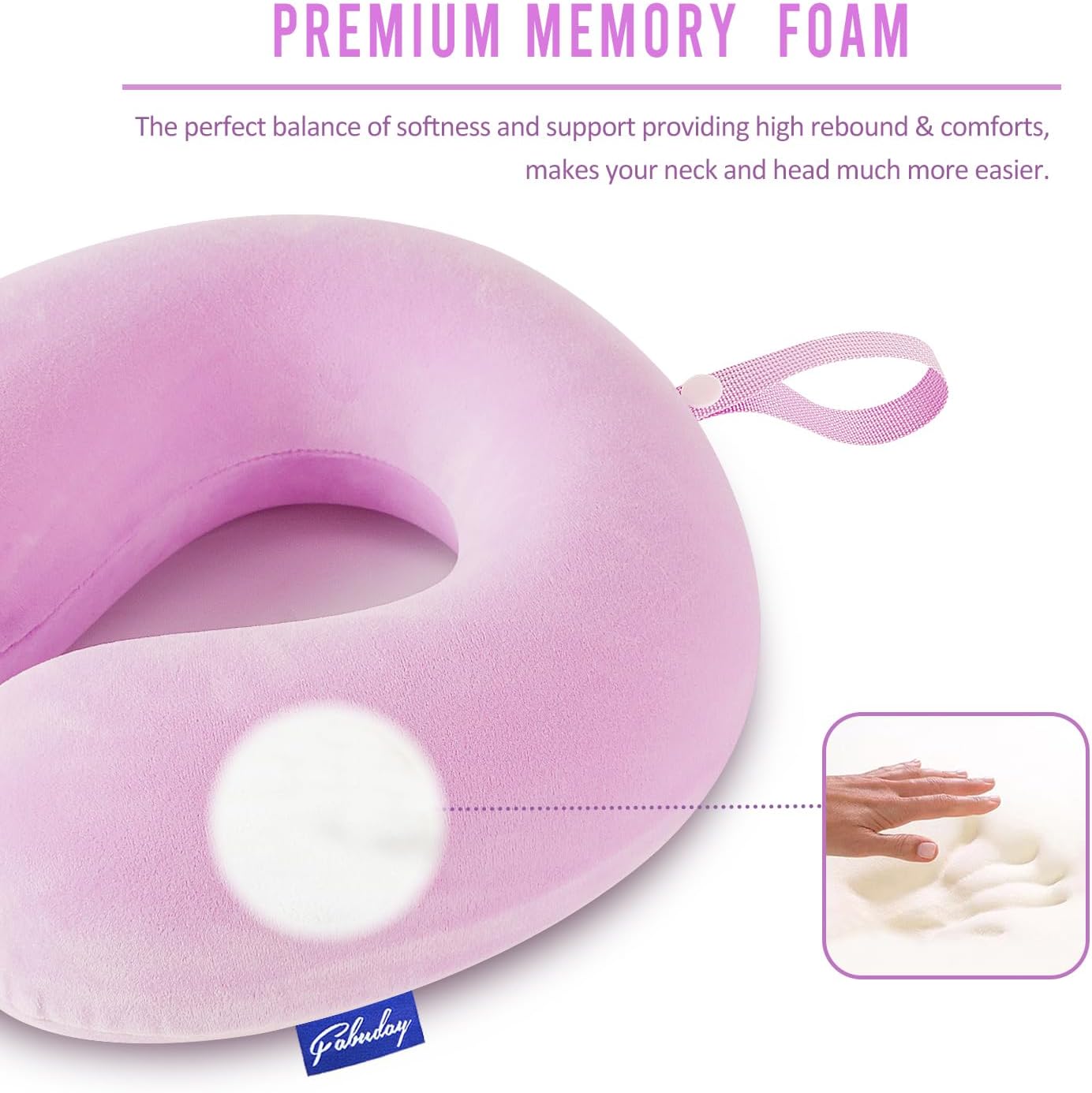 Fabuday Travel Pillow Memory Foam for Airplanes - Neck Pillow for Traveling, Car, Home, Flight Pillow for Sleeping with Attachable Snap Str…