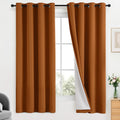 Yakamok Room Darkening 100% Blackout Curtains Grommet Window Treatments with 2 Thick Layers-Burnt Orange Thermal Insulated Drapes Set of 2…