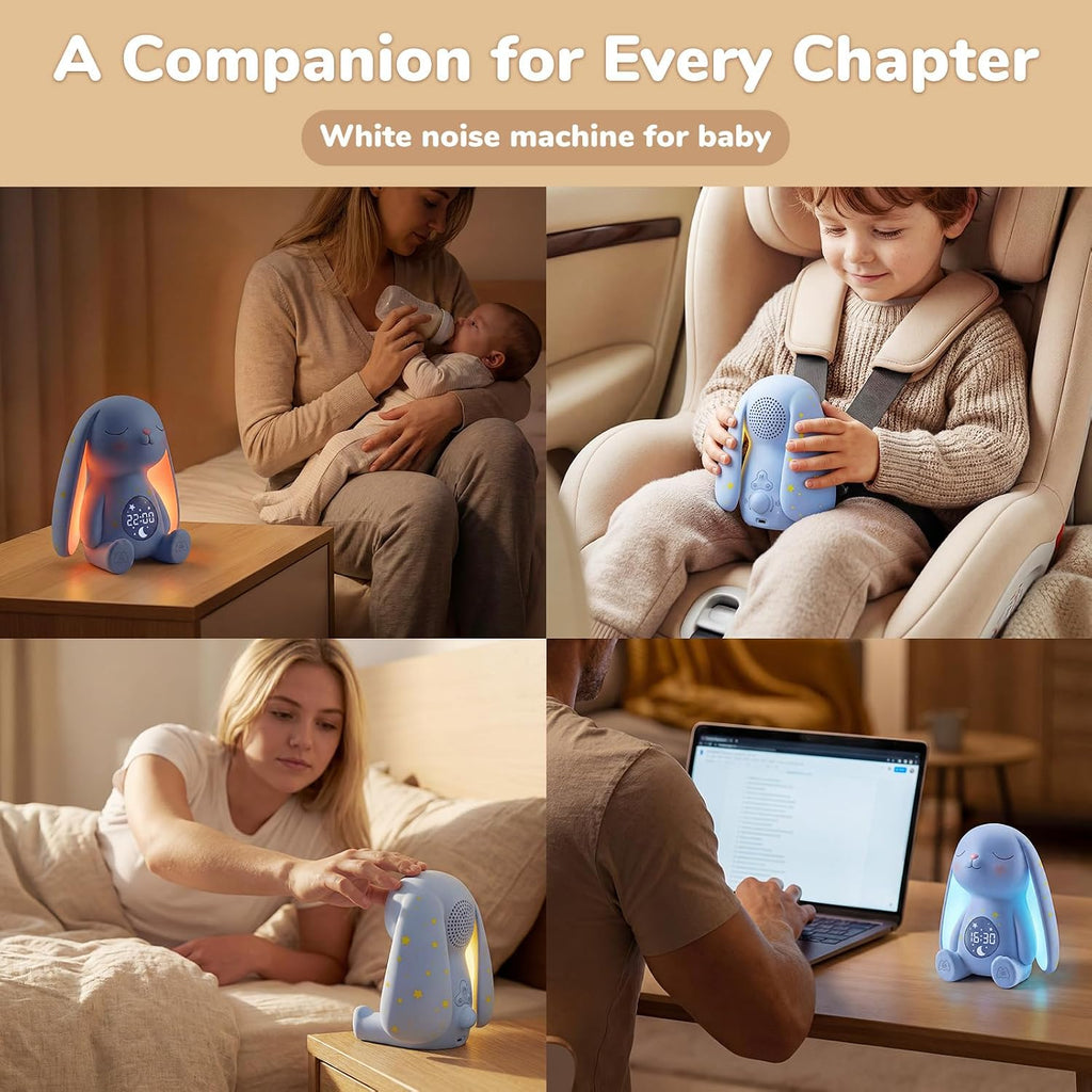 Mewaii Mom's Choice Awards丨Bunny White Noise Sound Machine Baby for Sleep- AI Cry Detection, 100 Soothing Sounds, Full APP Access Included,…