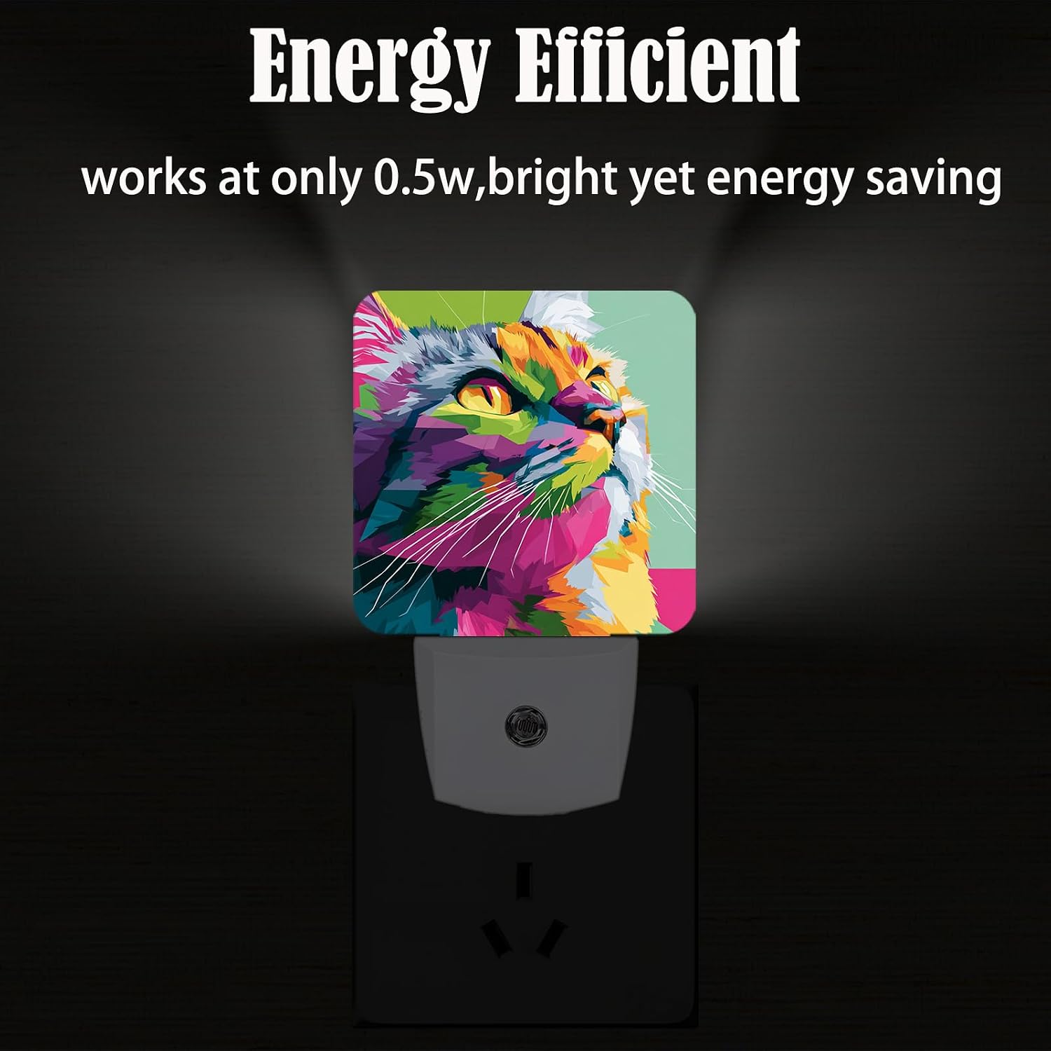 Colorful Cat Night Light, Plug-in Nightlights Auto Sensor Night Lamp Dusk-to-Dawn Lamp Home Decor for Nursery Children Girls Boys