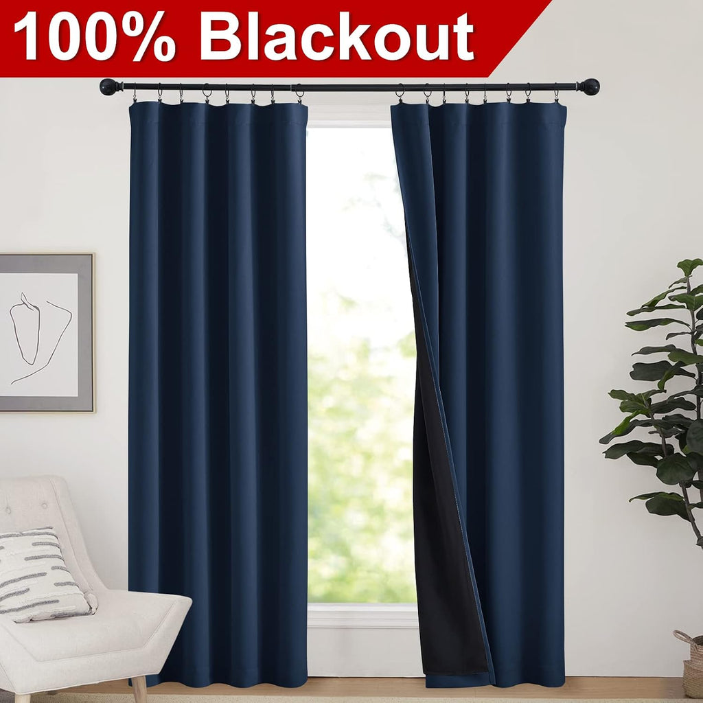 Nicetown Complete 100% Blackout Curtains, Thermal Insulated & Energy Efficiency Window Draperies for Guest Room, Full Shading Panels for Sh…