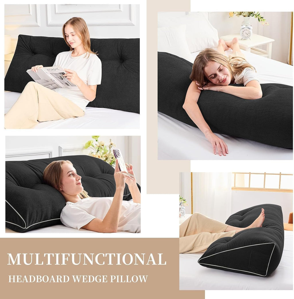 Sasttie Headboard Pillow Twin/Twin XL, Wedge Pillow Headboard for Dorm, Triangular Daybed Backrest Cushion for Sitting or Reading in Bed, w…