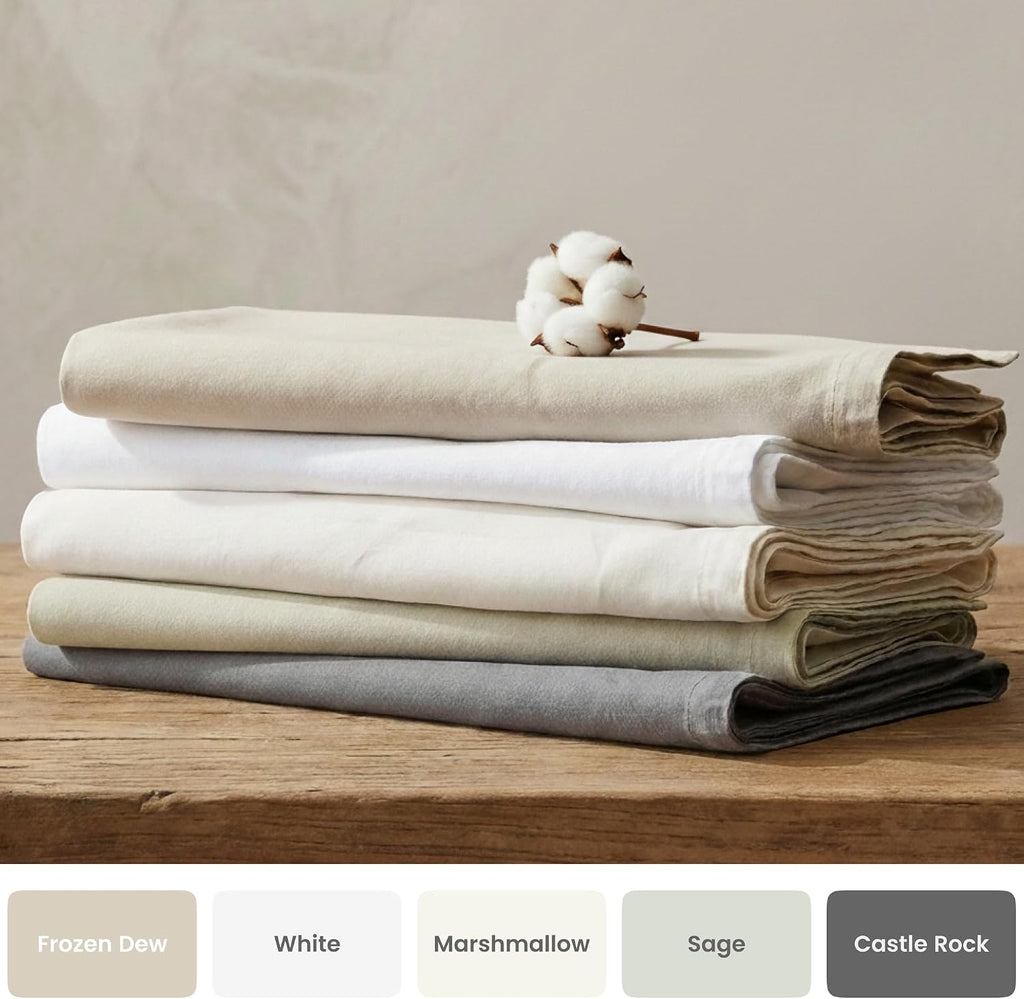 Bioweaves 100% Organic Washed Cotton Percale Weave Pillow Cases King Size GOTS Certified Queen Pillow Covers, Envelope Closure – Set of 2,…