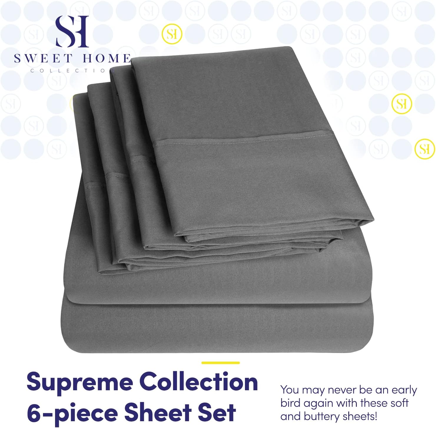 Bed Sheets Queen Size Grey - 6 Piece 1500 Supreme Collection Fine Brushed Microfiber Deep Pocket Queen Sheet Set Bedding - 2 EXTRA PILLOW…
