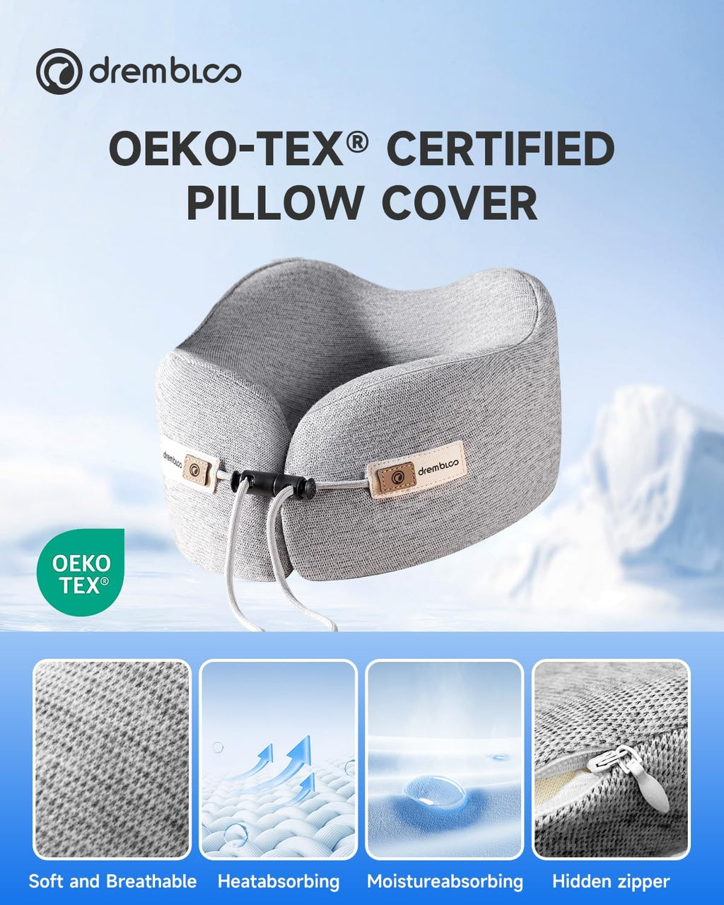 Neck Pillow Airplane, CertiPUR-US® BASF Memory Foam Travel Pillows with Comfortable Breathable Cover, Ergonomic Design Compact Airplane…