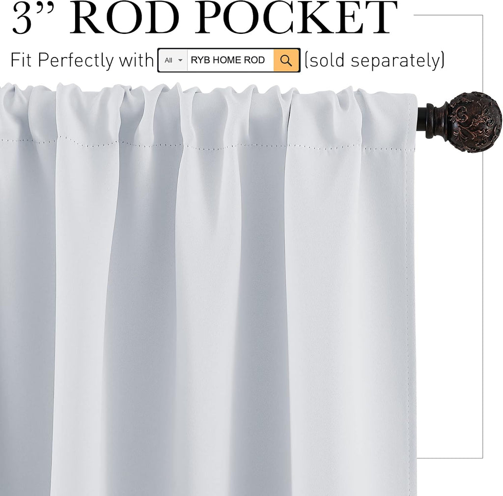 Rybhome RYB HOME Curtains for Bedroom Living Room 63 inches Long, Thermal Insulated Privacy Rod Pocket Drapes for Nursery Office Home Theat…