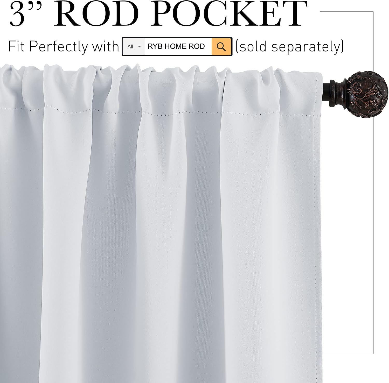 Rybhome RYB HOME Curtains for Bedroom Living Room 63 inches Long, Thermal Insulated Privacy Rod Pocket Drapes for Nursery Office Home Theat…