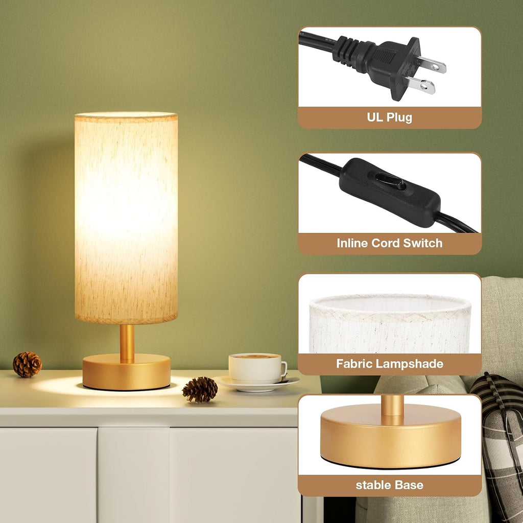 PartageiZ Small Table Lamp for Bedroom Set of 2 - Bedside Lamps for Night Stands, Minimalist Nightstand Light Lamp for Reading Room, Kids…