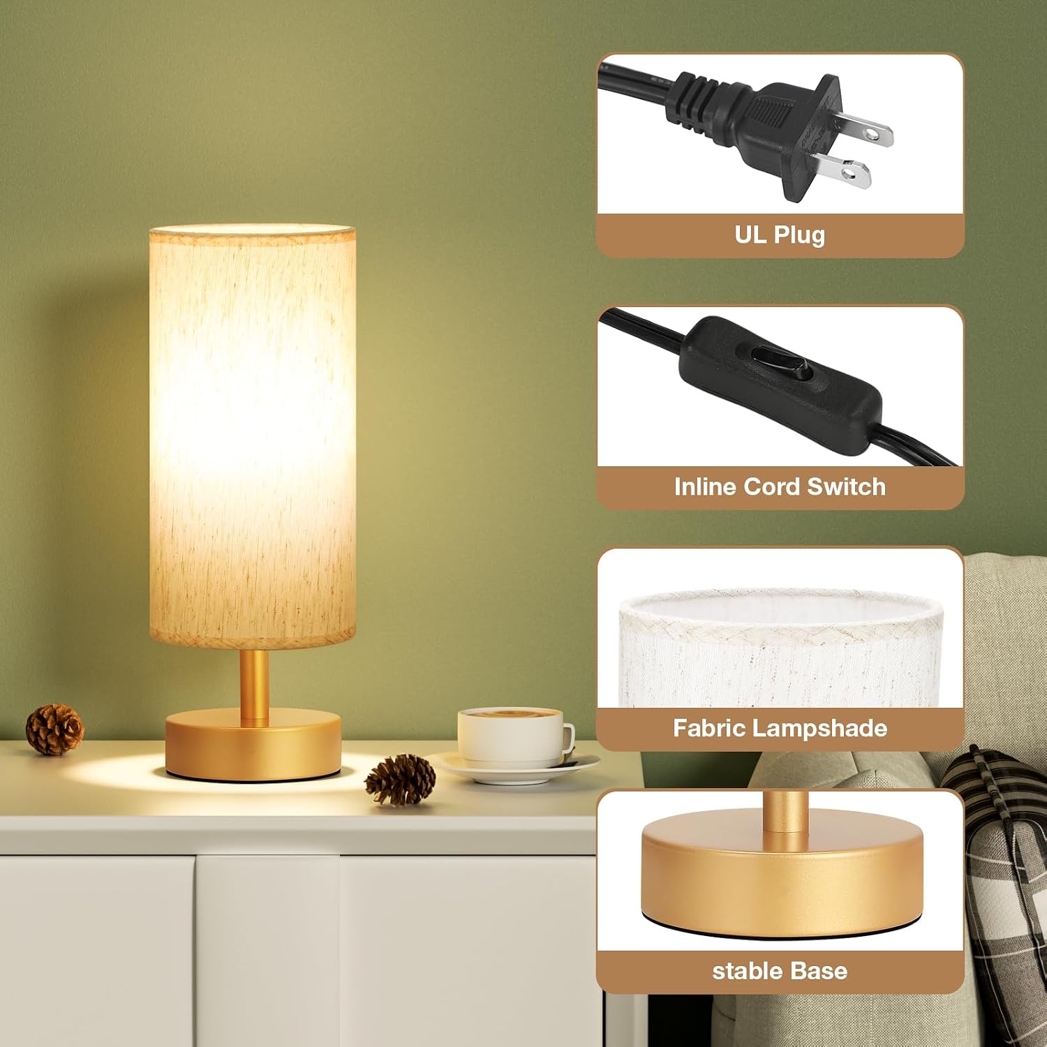 PartageiZ Small Table Lamp for Bedroom Set of 2 - Bedside Lamps for Night Stands, Minimalist Nightstand Light Lamp for Reading Room, Kids…