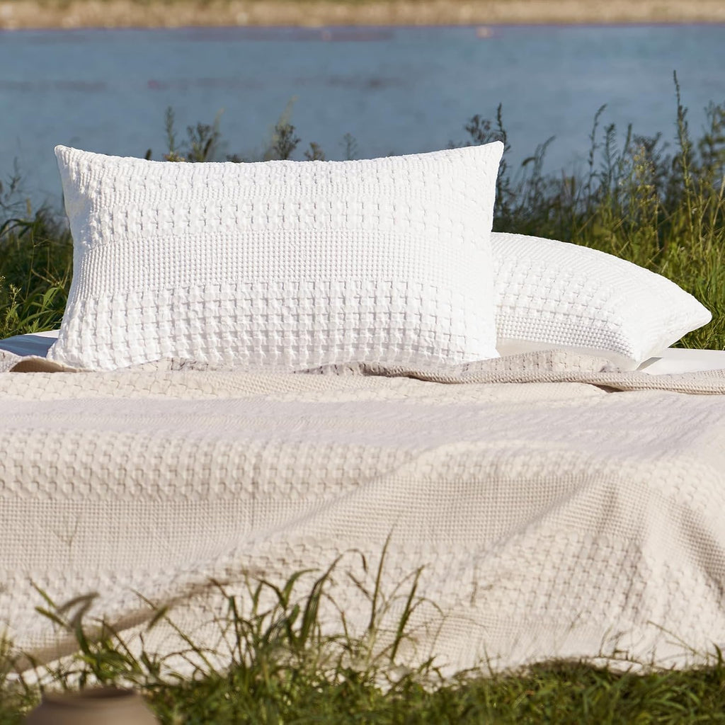 Phf 100% Cotton Waffle Pillow Shams California King Size, 2 Pack 20" x 40" Soft Skin-Friendly Pillowcases, No Filling, Aesthetic Woven and…