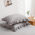 Merryword Cute Pillowcases Light Gray Pillow Shams Gray Ruffle Standard 20x26inch Pillowcases Set of 2 Shabby Chic Fringe Decor Pillow Cove…