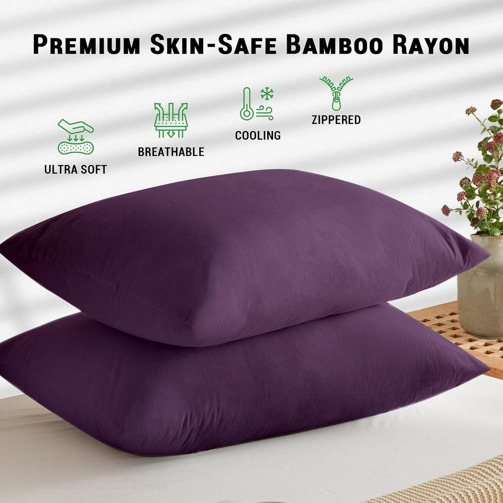 Gogreen Bamboo Rayon Waterproof Pillow Protector, Breathable Pillow Cover, Cooling Pillow Case Protector with Zipper, Super Soft Pillow Cas…