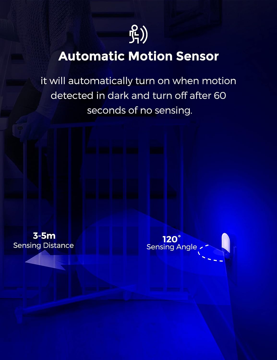 Blue Night Light Plug in, LOHAS Motion Sensor Blue LED Night Lights Plug Into Wall, Adjustable Brightness, 0.6W LED Night Lights for…