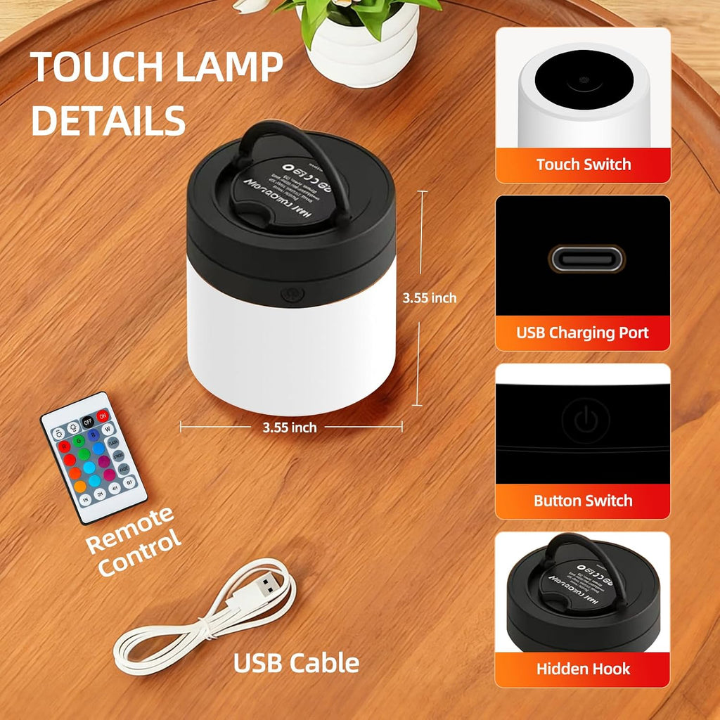 Portable Night Light for Kids, USB Rechargeable Small Desk Lamp,13 RGB Colors & 4 Brightness & 1 Remote, Touch Bedside Table Lamp for…
