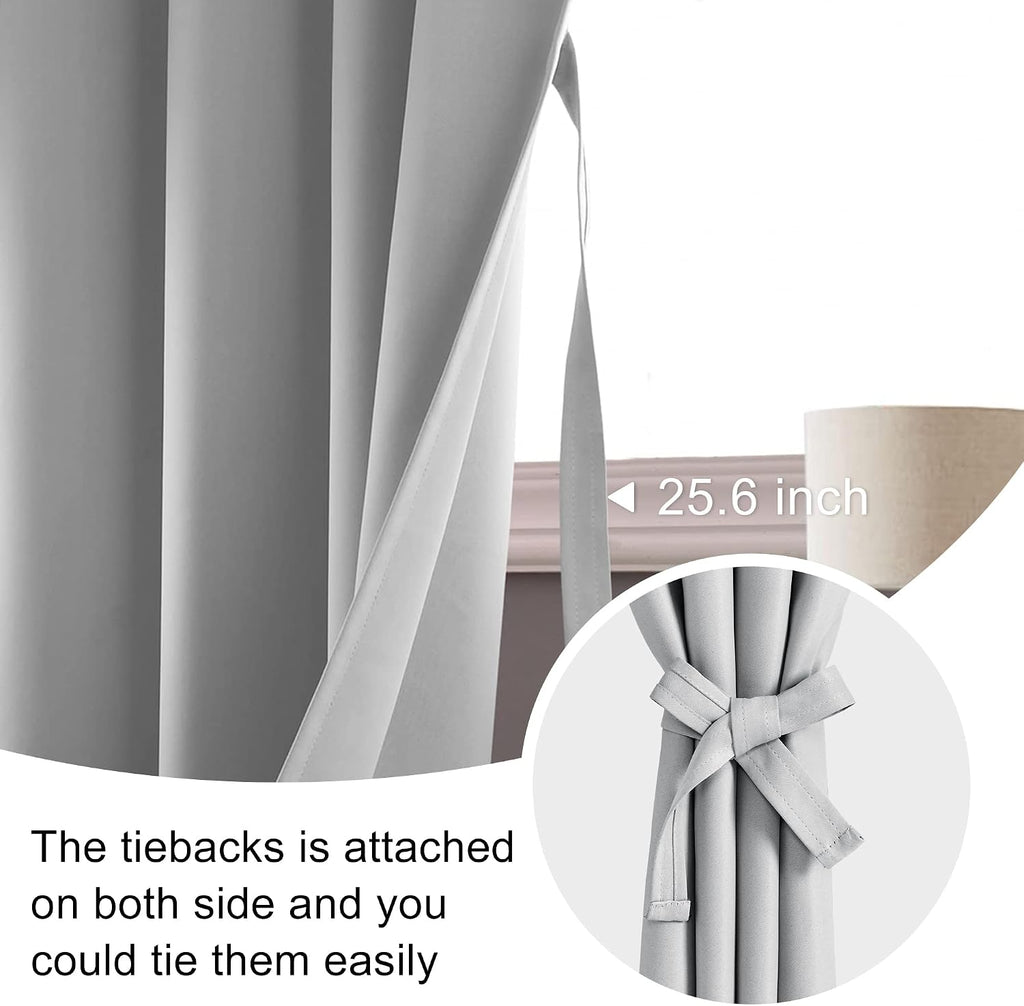 Jiuzhen Blackout Curtains for Bedroom– Thermal Insulated, Noise Reducing Room Darkening Rod Pocket Curtains for Living Room, Set of 2 Panels…