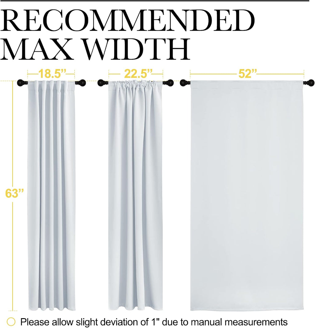 Nicetown Insulated Room Darkening Curtain Panels - (Cloud Grey Color) W52 x L63, 2 Pieces, Room Darkening Window Treatment Drape Panel 2 Pi…