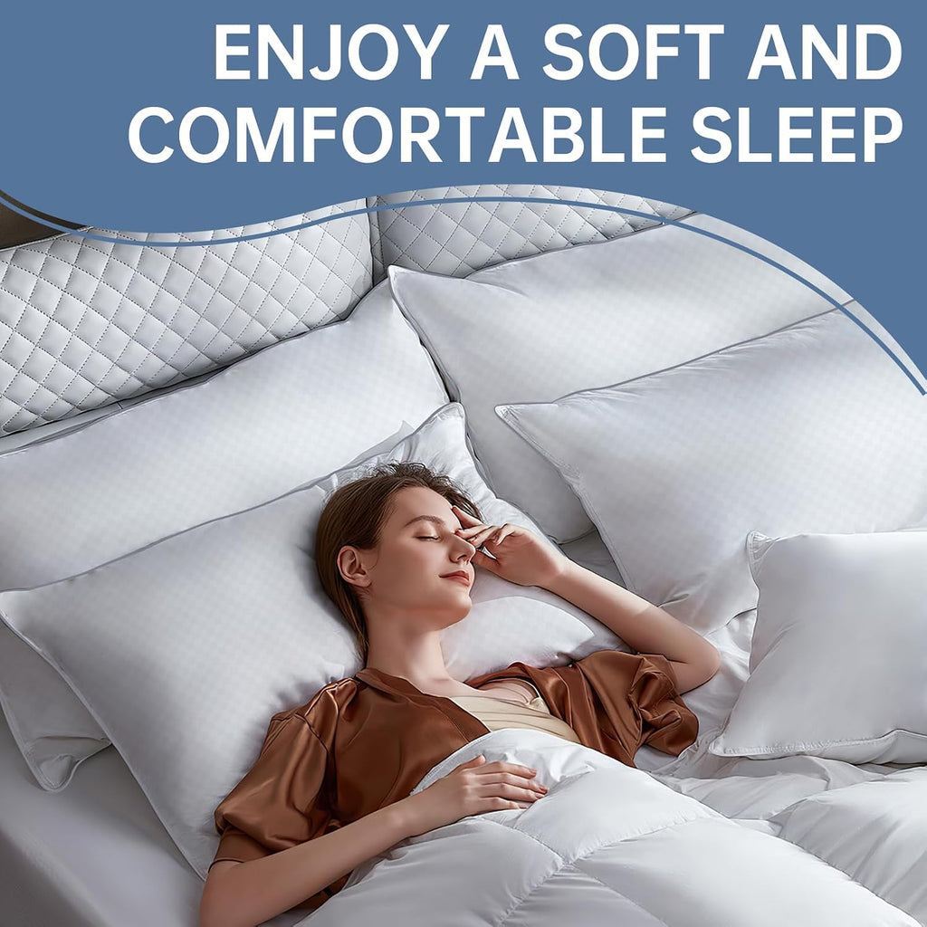 Piwaal Bed Pillows for Sleeping Standard Size Set of 4, Down Alternative Filling, Pillows for Back, Stomach or Side Sleepers