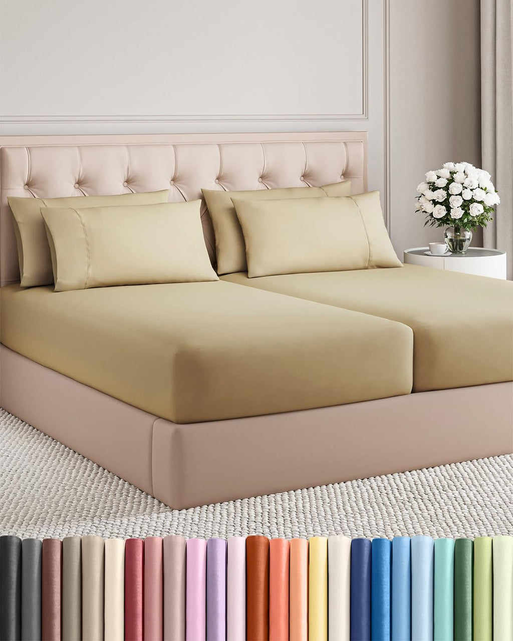 Split King 7 Piece Sheet Set - Comfy Breathable & Cooling - Hotel Luxury Bedding for Women, Men, Kids, Teens & Children - 1 Flat & 2…