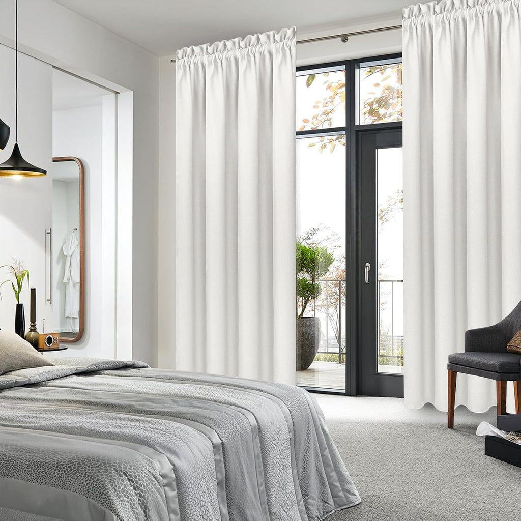 DWCN Blackout Curtains Thermal Insulated, Energy Saving & Noise Reducing Bedroom and Living Room Curtains, Ivory, W 42x L 84 Inch, Set of…
