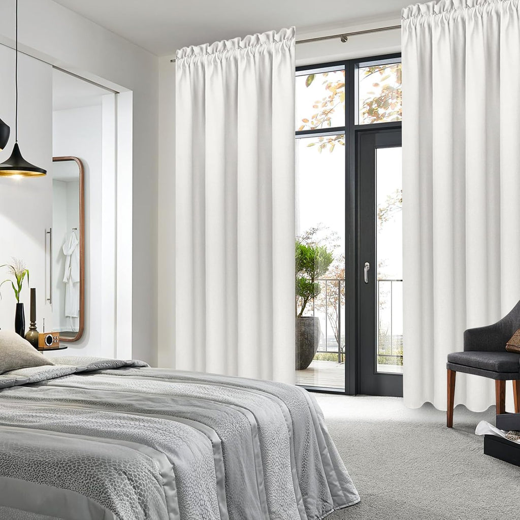 DWCN Blackout Curtains Thermal Insulated, Energy Saving & Noise Reducing Bedroom and Living Room Curtains, Ivory, W 42x L 72 Inch, Set of…