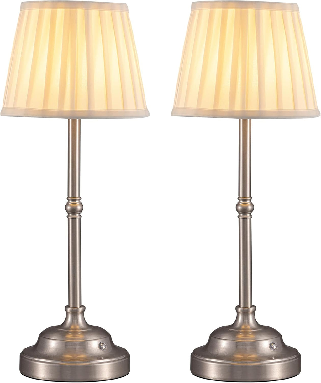 KDG Cordless LED Table Lamp Set of 2, Portables Fabric Shade Desk Lamps, 4000mAh Rechargeable Battery Powered Lighting, Dimmable Light…