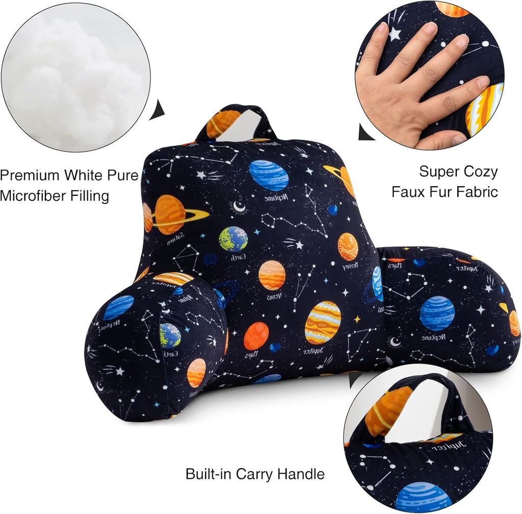 Aimuan Reading Pillow Bed Rest Wedge Backrest Pillow Outer Space Universe Galaxy Printed Collections with Arms Sitting in Bed Black-Blue