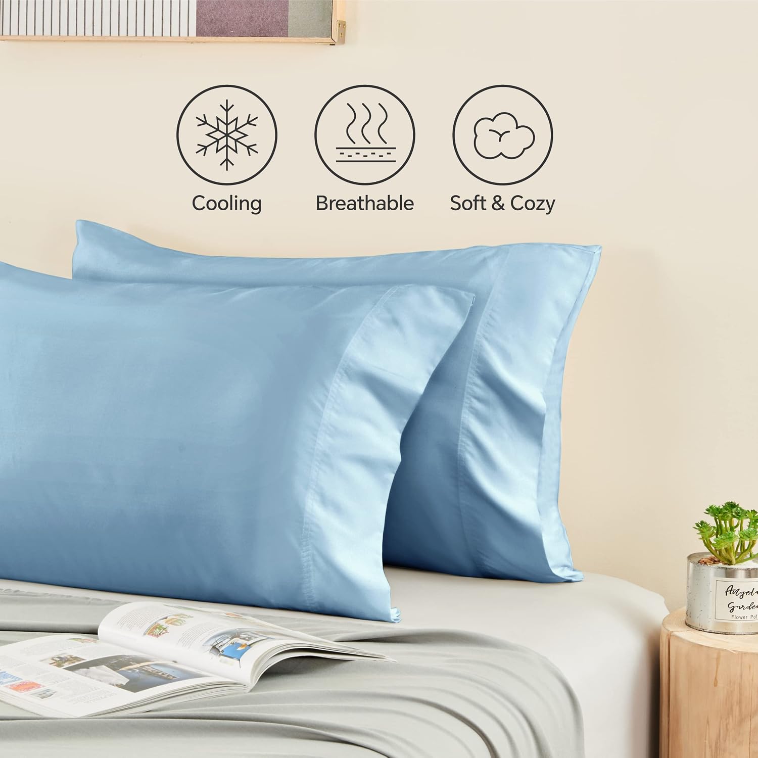 Bedelite King Size Pillow Cases Set of 2, Rayon Derived from Bamboo, Cooling Pillow Cases for Hot Sleepers & Night Sweats, Breathable and S…