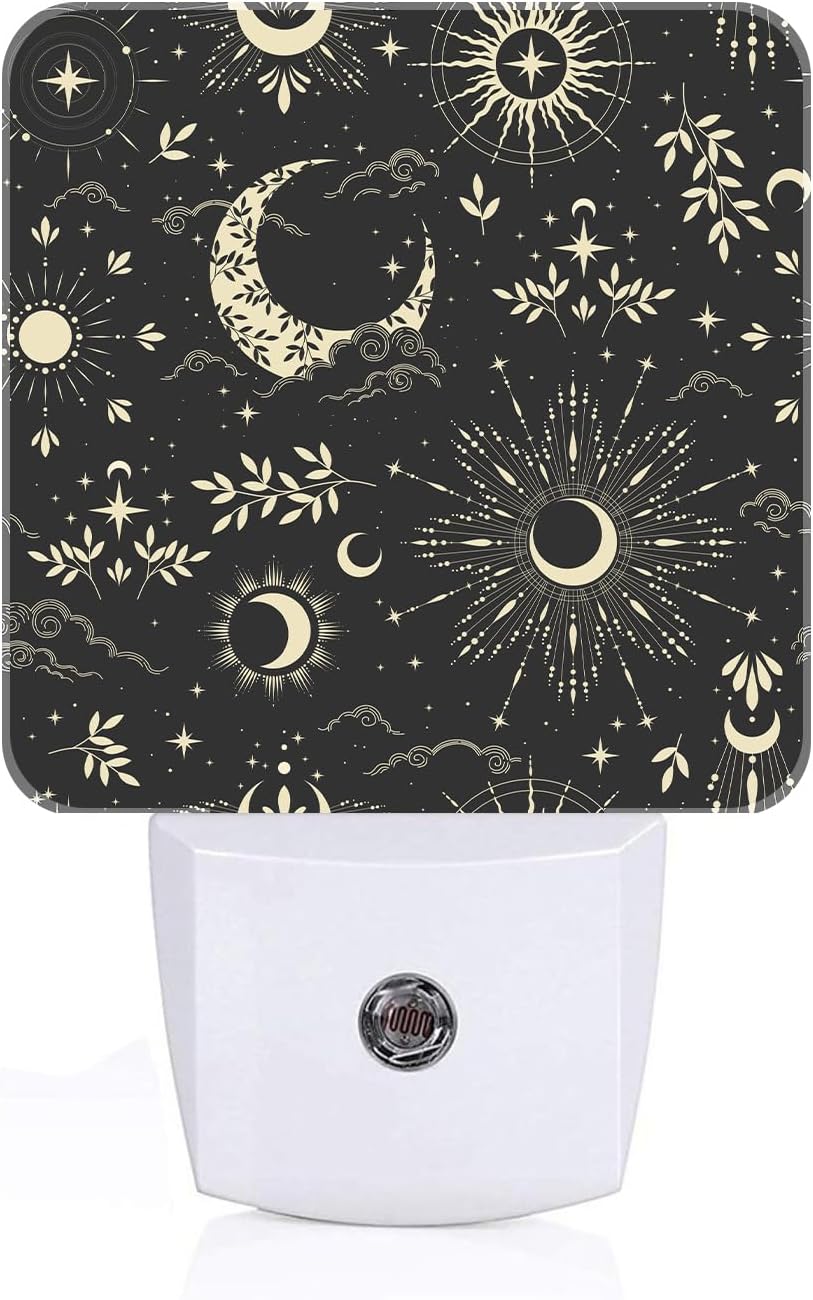 Moon and Sun Night Light, Plug-in Night Lights with Dusk-to-Dawn Sensor for Stairway, Hallway, Bedroom Sleep Friendly Ideal for…