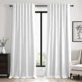 Topfinel 102 inch blackout curtains for Sliding door 2 Panels 100% Blackout Linen texture Beige White Window Drapes with Back Tab Rod Pocke…