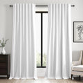 Topfinel 92 inch long Linen blackout Curtains 2 Panels for sliding room 100% Black out Linen texture Curtain Beige White Window Drapes with…
