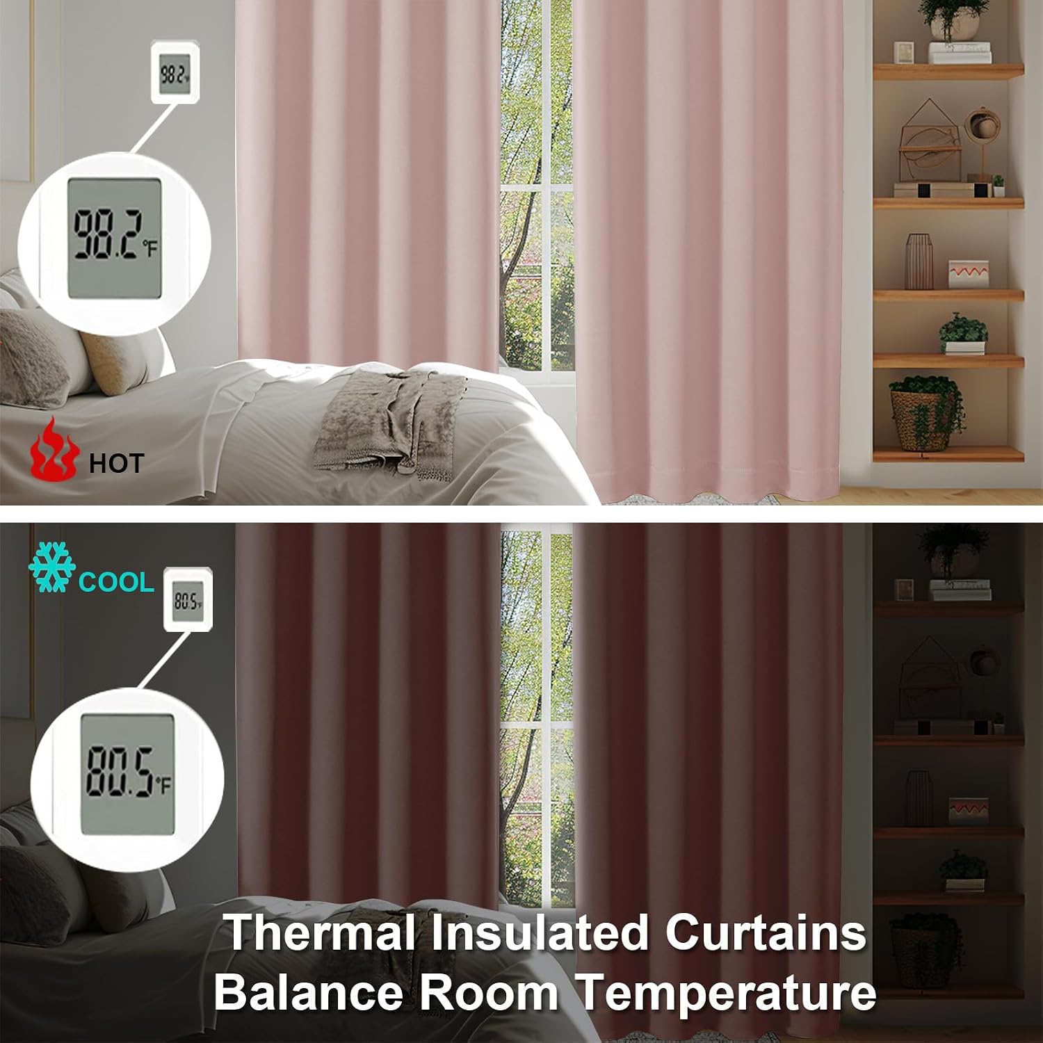 Simplebrand Ava Blush Blackout Curtains for Bedroom 84 Inch Length 2 Panels Set, Solid Thermal Insulated Privacy Nursery Window Treatment C…