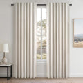 Topfinel 80 Inch Long Linen Blackout Curtains 2 Panels Set for Bedroom Back Tab Rod Pocket Pleated Boho Farmhouse Room Darkening Curtains f…