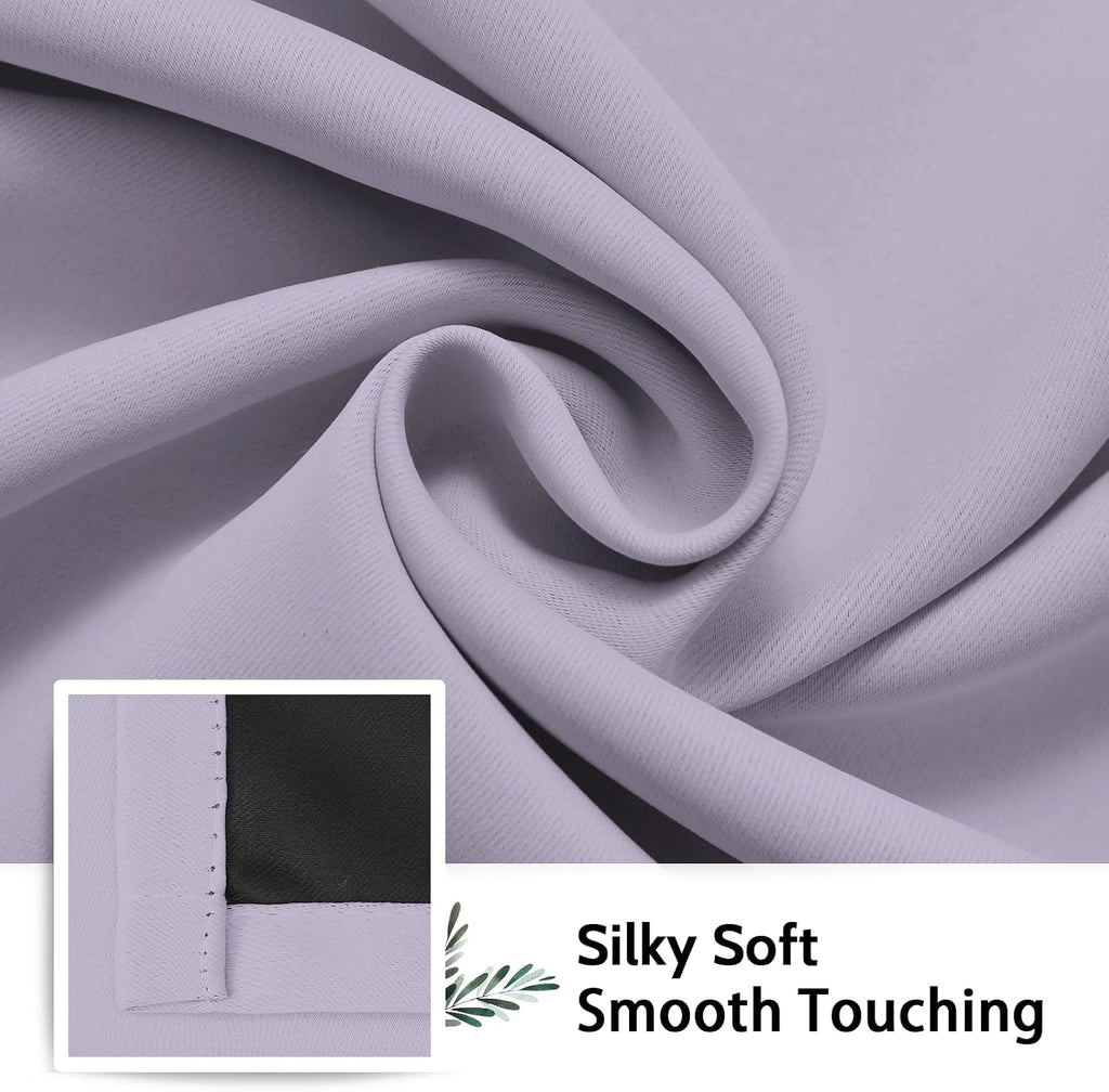 SimpleHome 100% Blackout Curtains for Bedroom, Thermal Insulated Lilac Grommet Window Drapes Room Darkening Curtains for Living Room with Bl…