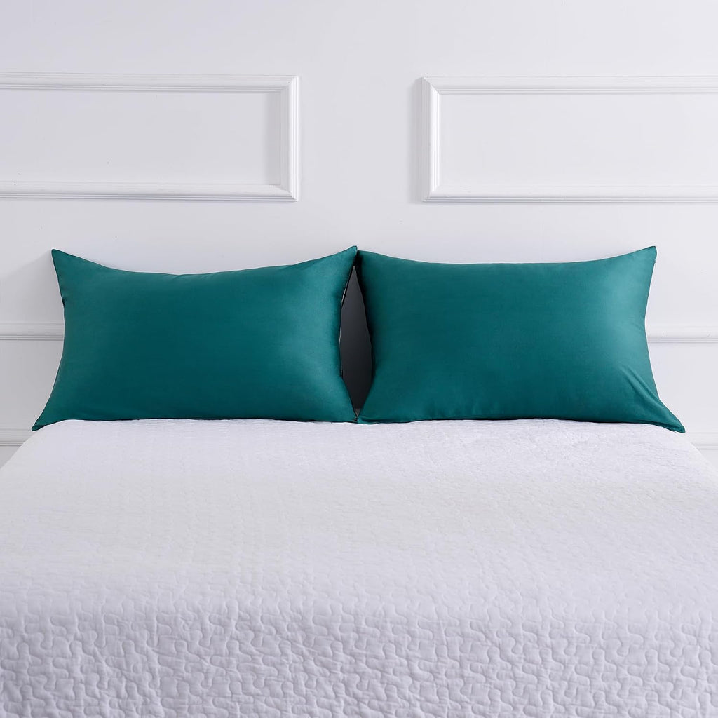 BestSeason Cotton Pillow Protectors/Cover King Size with Zipper 2 Pack Teal Blue Pillow Cases Cooling & Breathable Bed Pillow Protectors Se…