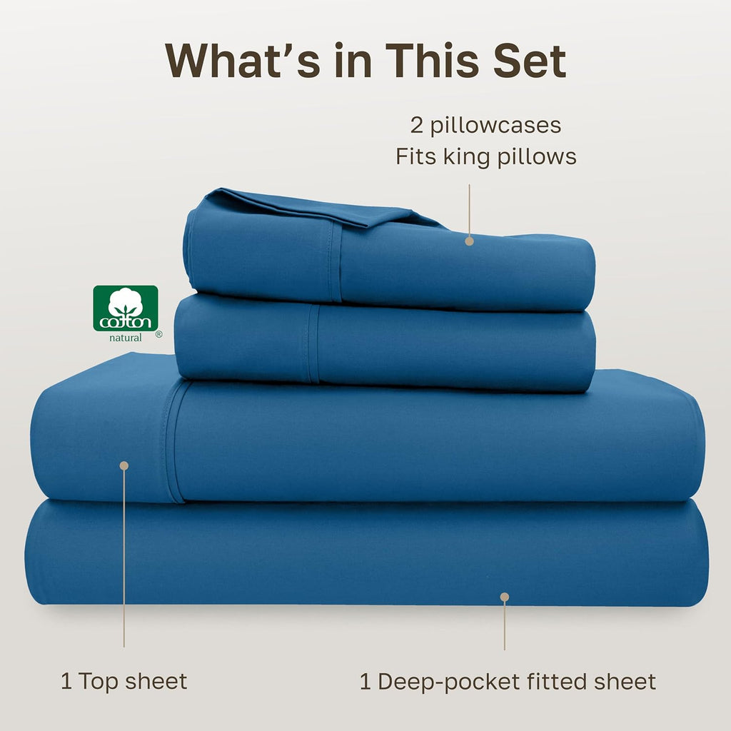 CaliforniaDesignDen California Design Den Soft King Size Cotton Sheet Sets, 400 TC Good Housekeeping Award Winner, Silky Smooth Sateen Weav…