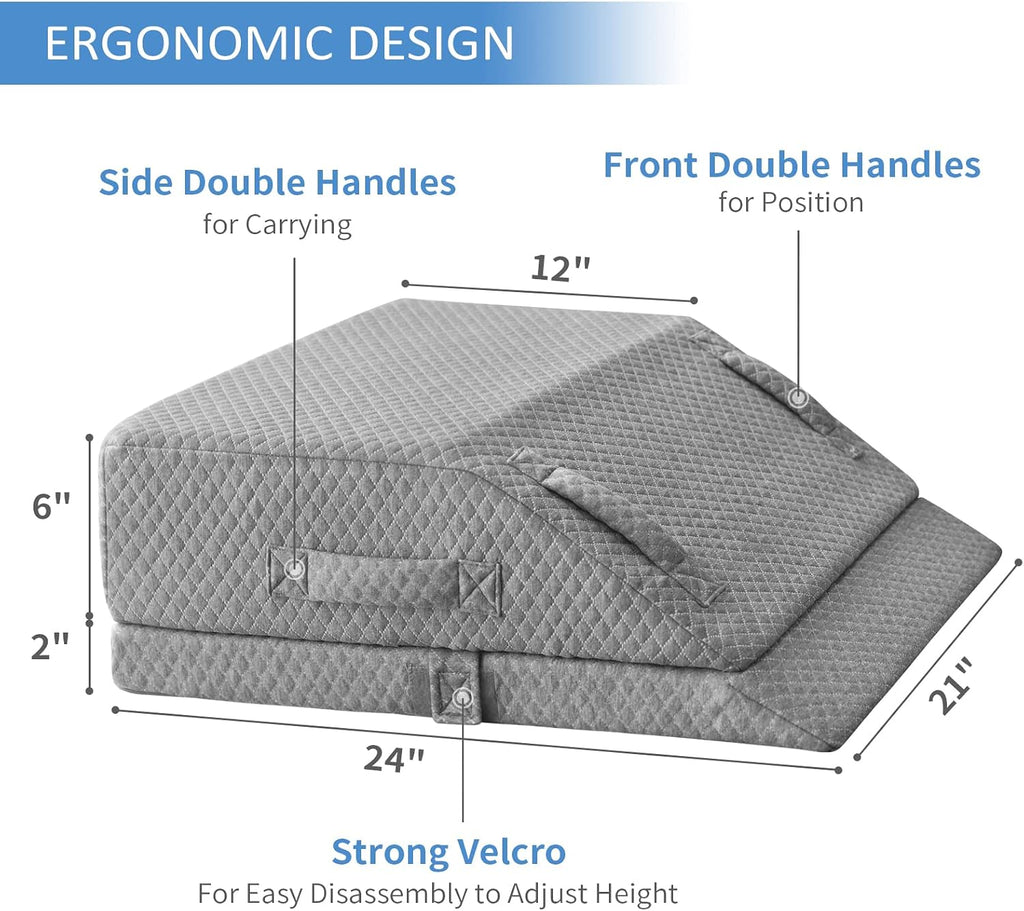 KingPavonini Adjustable Leg Elevation Pillows for Swelling, Cooling Gel Memory Foam Wedge Pillows for After Surgery, Sciatica Back Knee Hip…