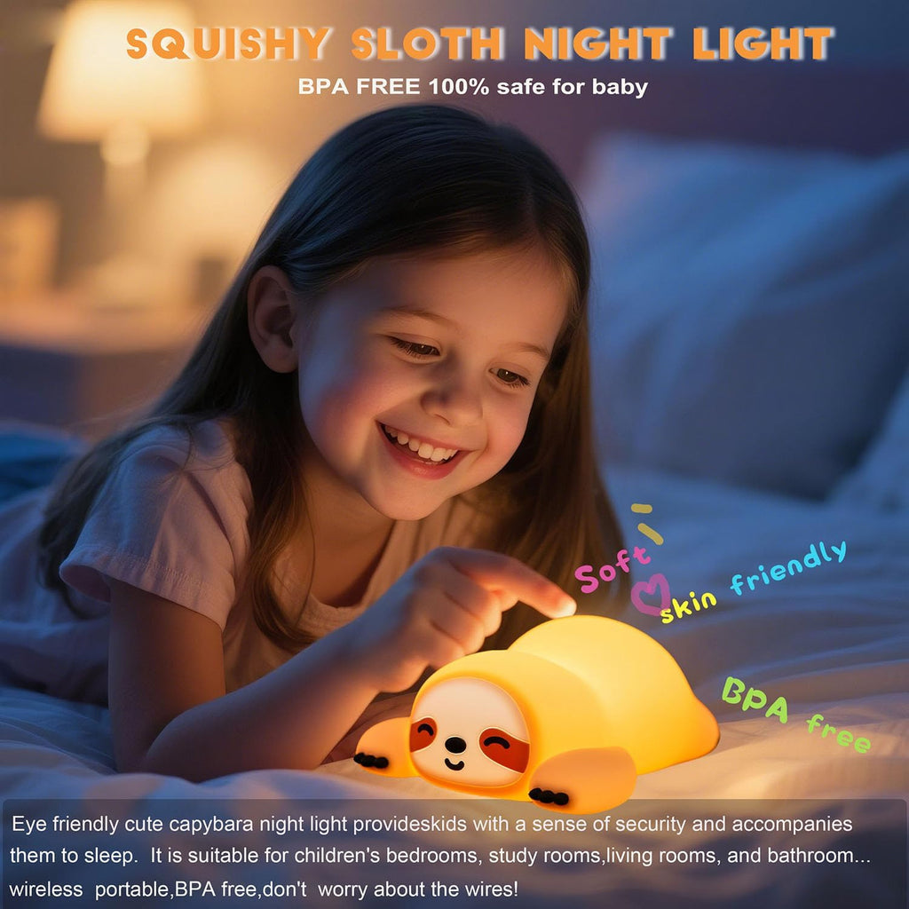 DREAMING MY DREAM Squishy Sloth Night Light, LED Novelty Animal Nightlight,3 Levels Dimmable,30Min Timer Nursery Nightlight for Kids…