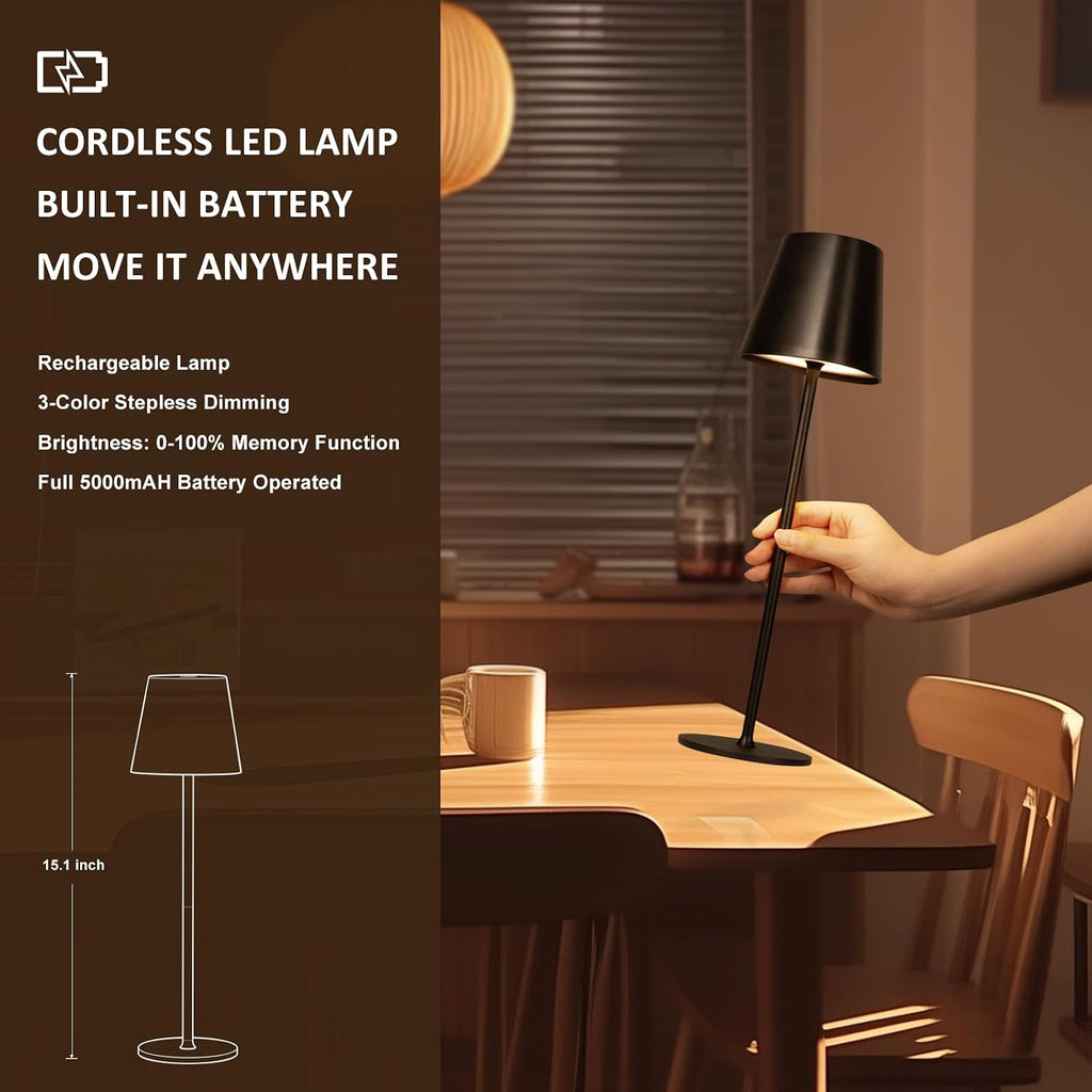 Kakanuo Cordless Table Lamps Pack of 4, Portable LED Battery Operated Lamp, Wireless Rechargeable Lamp, 3 Color Stepless Table Lamp for…