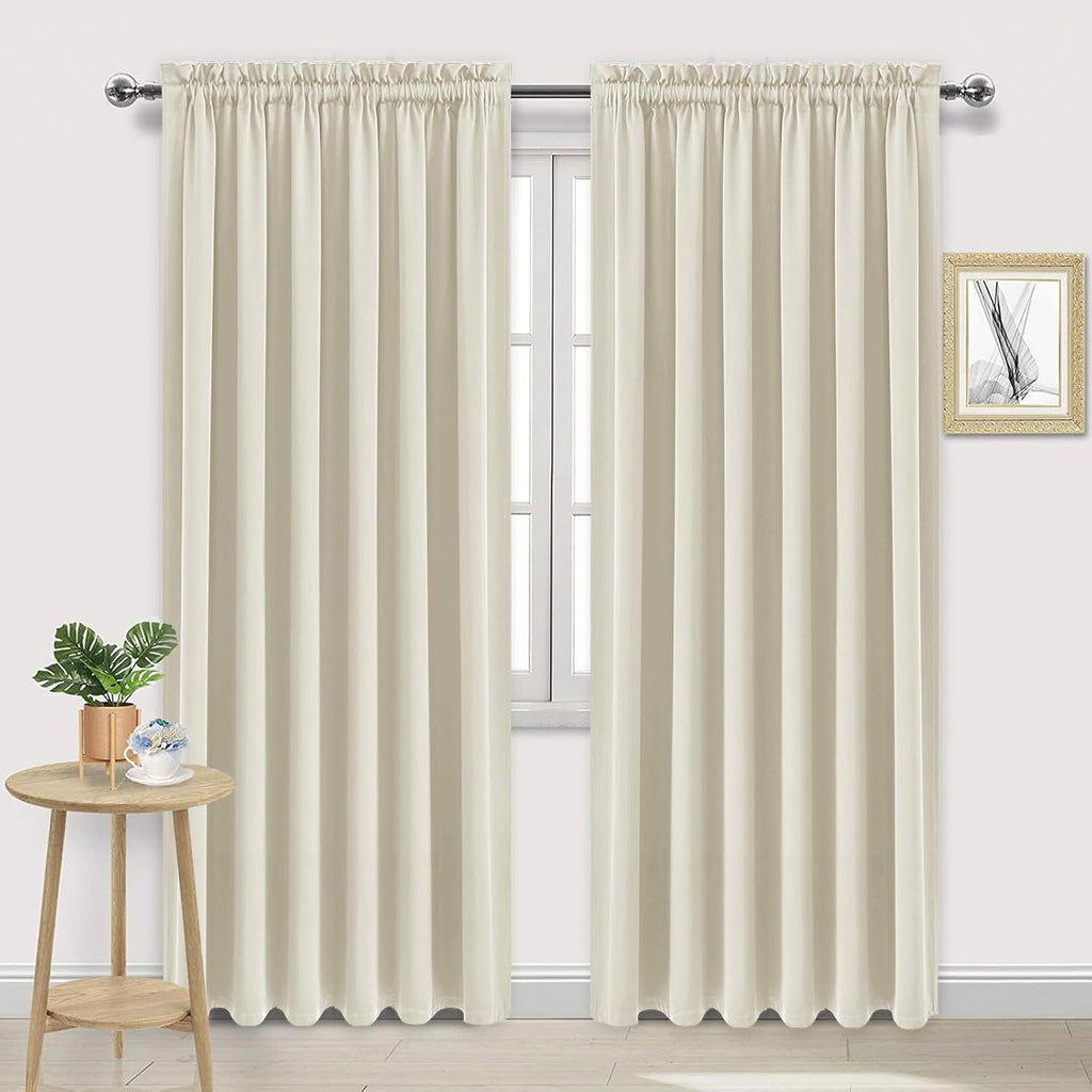 DWCN Blackout Curtains for Living Room Thermal Insulated, Energy Saving & Noise Reducing Bedroom Curtains, Light Beige, W 70x L 84 Inch…