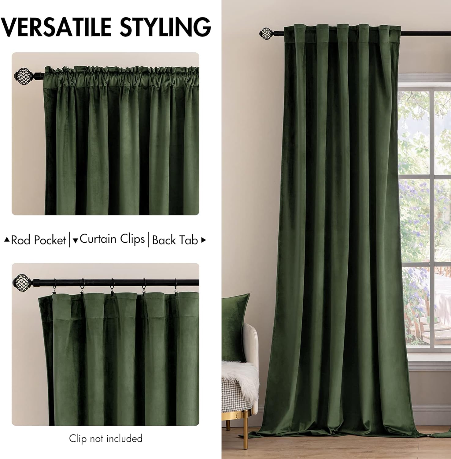 Miulee Velvet Curtains 92 inches - Luxury Blackout Curtains for Bedroom Living Room Thermal Insulated Super Soft Window Drapes Rod Pocket &…