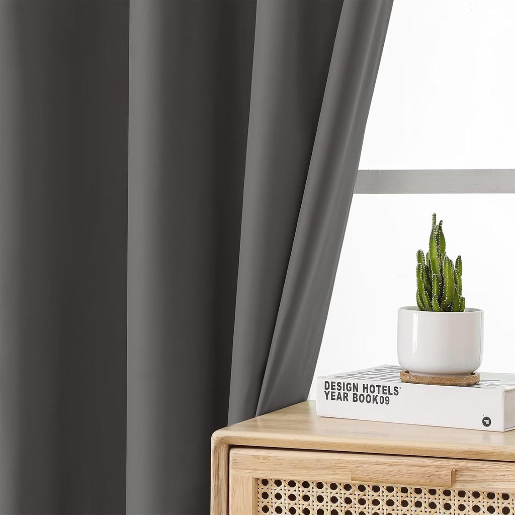 Joydeco Dark Grey 108 Inch Curtains, Blackout Drapes for Bedroom & Living Room, Grommet Total Room Darkening, 52"W x 108"L, Modern Style